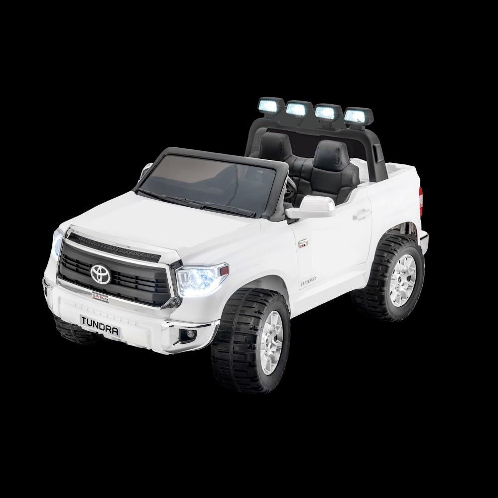 SUPERtrax® 24V Licensed Toyota® Tundra - White  Tundra Truck, tundra ride on, Battery Truck, Kids Ride on car, toy, truck,  Offroad, Battery Powered, remote control, parental ride on, kids ride on, benz, trunk, toolbox, MP3, Radio, rechargeable battery, hood, EVA Foam Rubber tires, LED headlights, Tailgate, door, Black Truck 